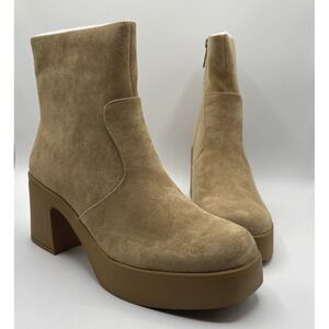 ANNE KLEIN Sierra Ankle Boot Women's Size 9 M‎ Camel Platform Chunky Bootie NIB